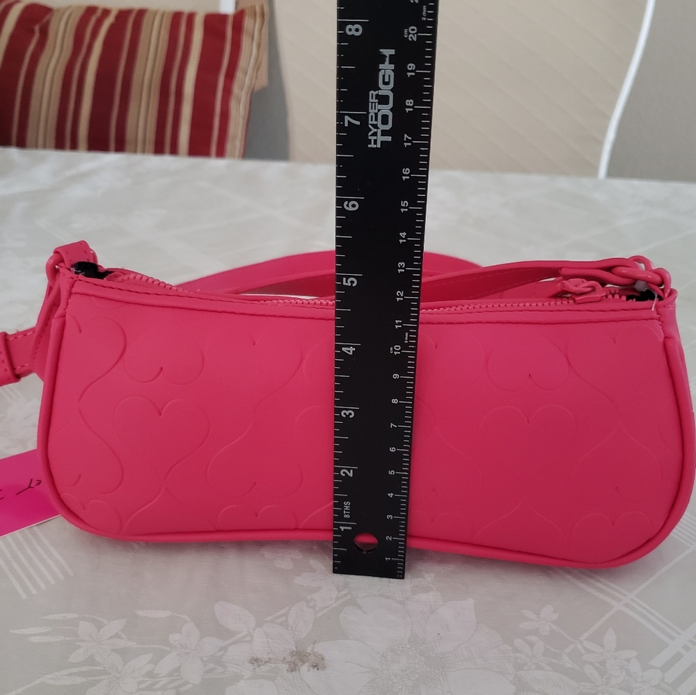 Betsey‎ Johnson Pink Fushia XOASHTAN Bow Charm Shoulder Crossbody Bag Heart NWT - Picture 14 of 16